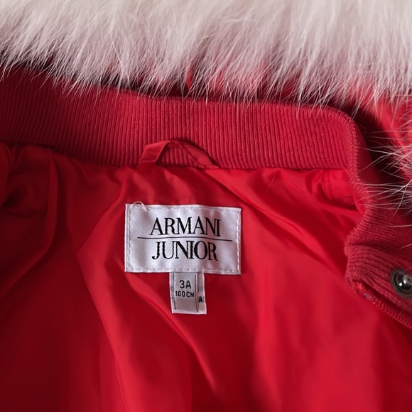 Armani Junior Red Bomber coat size 3 - Picture 4 of 7